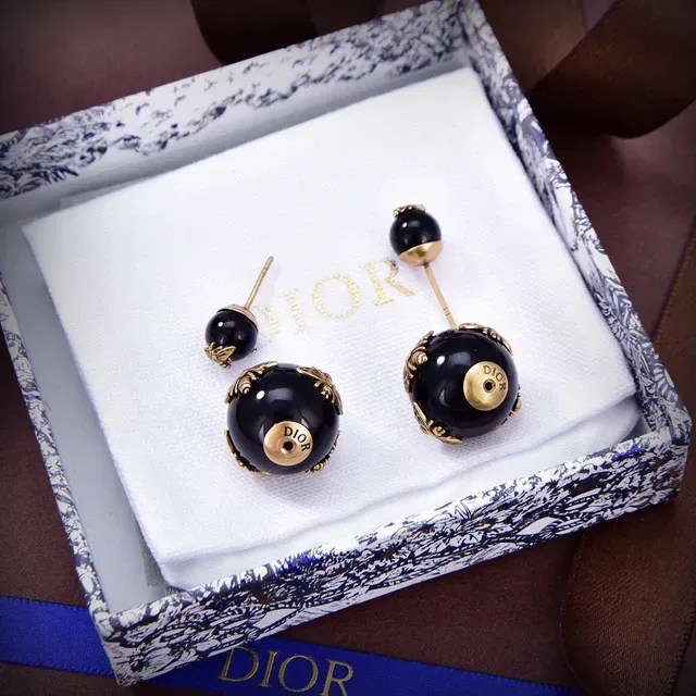 Dior Bee Motif Black and Gold Earrings 4