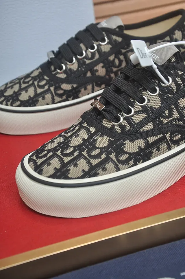 Dior Beige Black Monogrammed Textile Upper Platform Cupsole Lifestyle Sneakers 2
