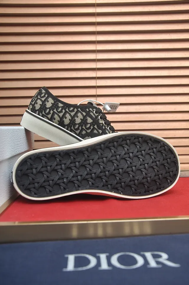 Dior Beige Black Monogrammed Textile Upper Platform Cupsole Lifestyle Sneakers 3