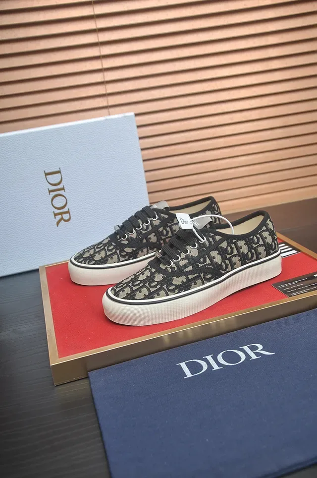 Dior Beige Black Monogrammed Textile Upper Platform Cupsole Lifestyle Sneakers 4
