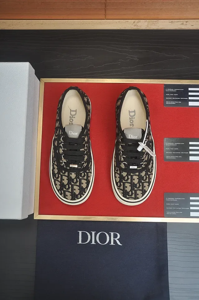 Dior Beige Black Monogrammed Textile Upper Platform Cupsole Lifestyle Sneakers 5