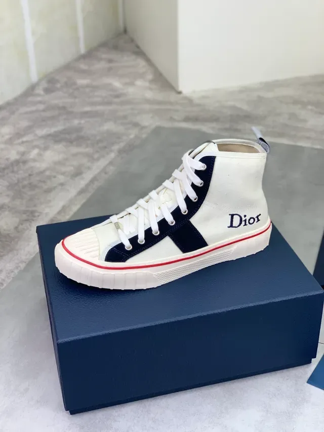 Dior Beige Navy Tênis Lifestyle De Lona E Camurça Altos 4