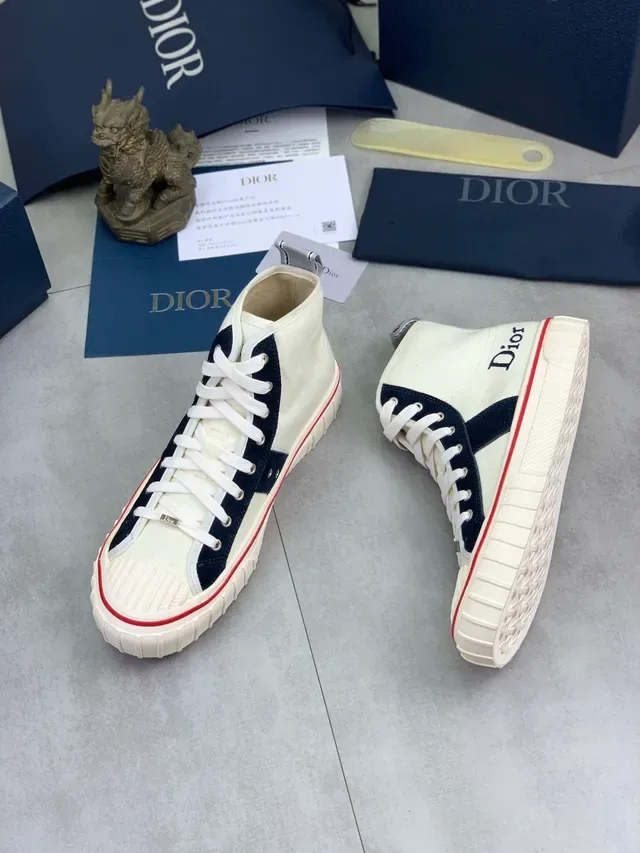 Dior Beige Navy Tênis Lifestyle De Lona E Camurça Altos 5