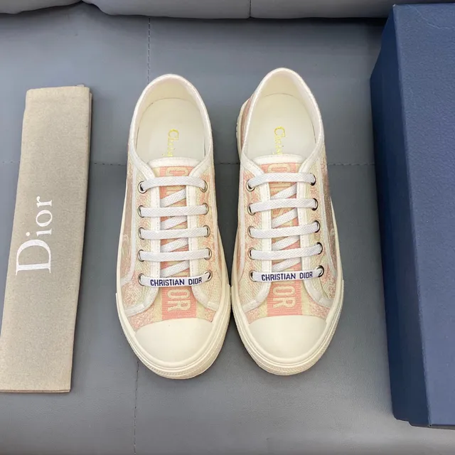 Dior Beige Pink Jacquard Oblique Print Canvas-Like Upper Lifestyle Sneakers 2