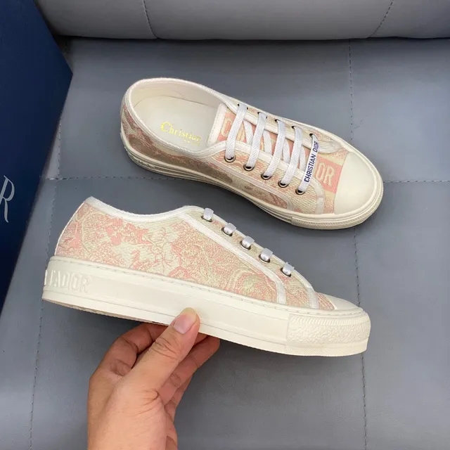 Dior Beige Pink Jacquard Oblique Print Canvas-Like Upper Lifestyle Sneakers 3