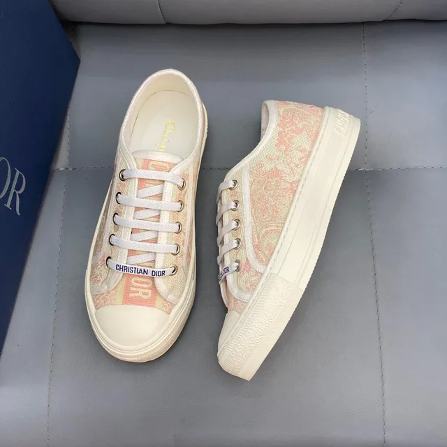 Dior Beige Pink Jacquard Oblique Print Canvas-Like Upper Lifestyle Sneakers 4
