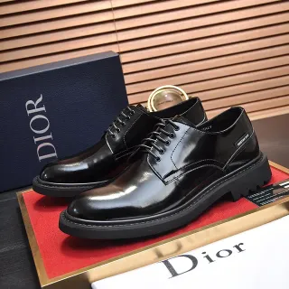 Dior Black Cap-Toe Polished Leather Oxford Shoes