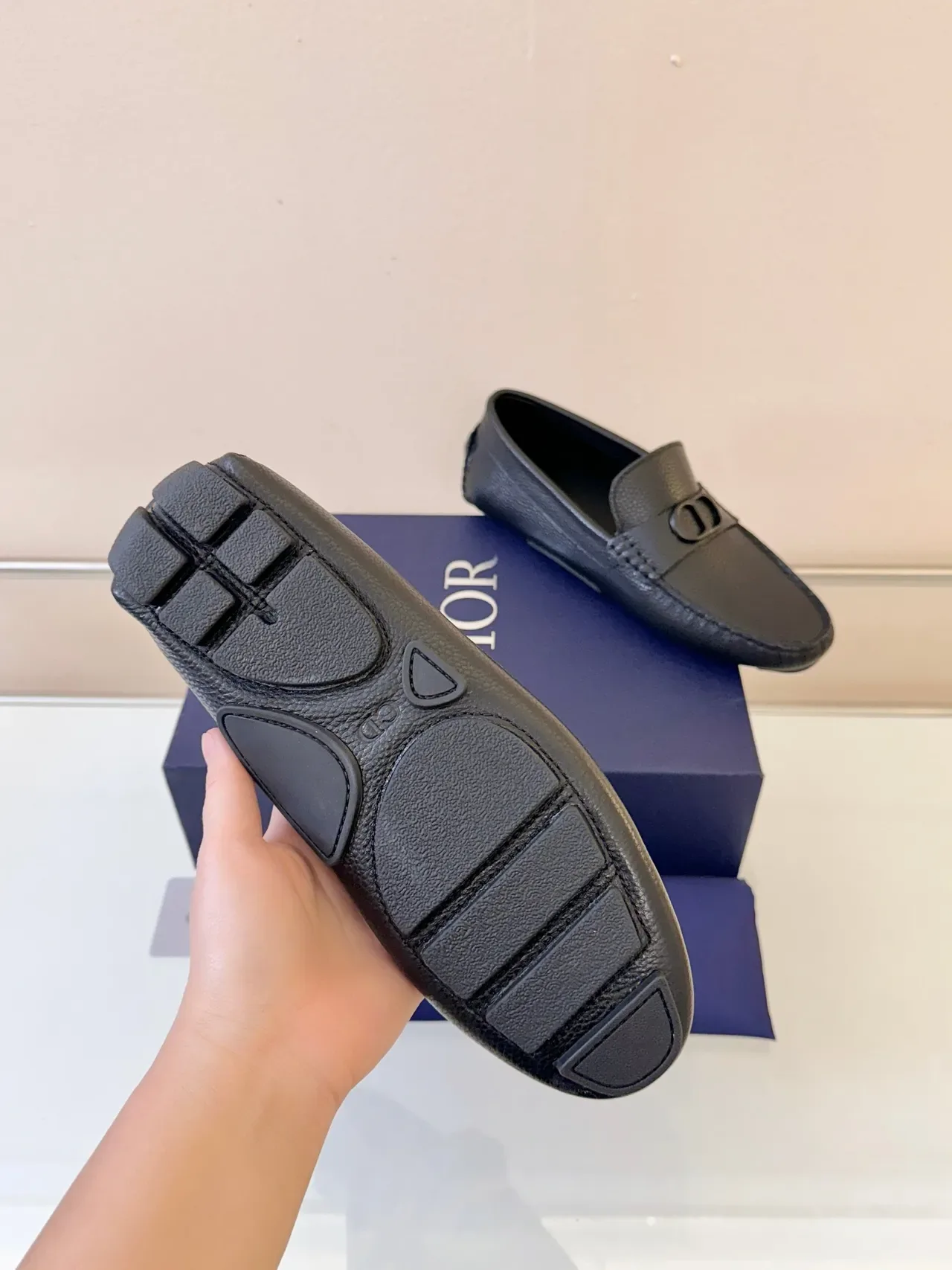 Dior Black Pebbled Leather Moccasin-Stitched Vamp Loafer 5