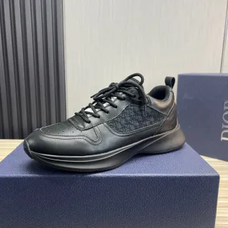 Dior Black Perforated Leather Toe Textured Monogrammed Side Panel Lifestyle Sneakers