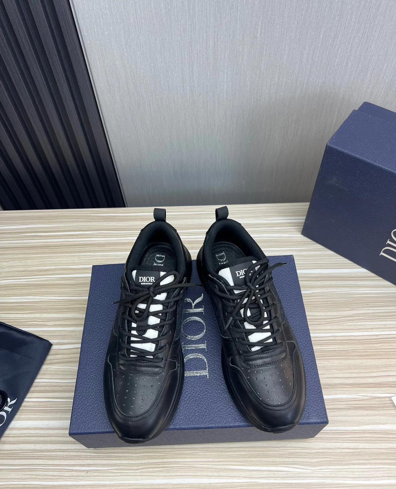 Dior Black Perforated Leather Toe Textured Monogrammed Side Panel Lifestyle Sneakers 2