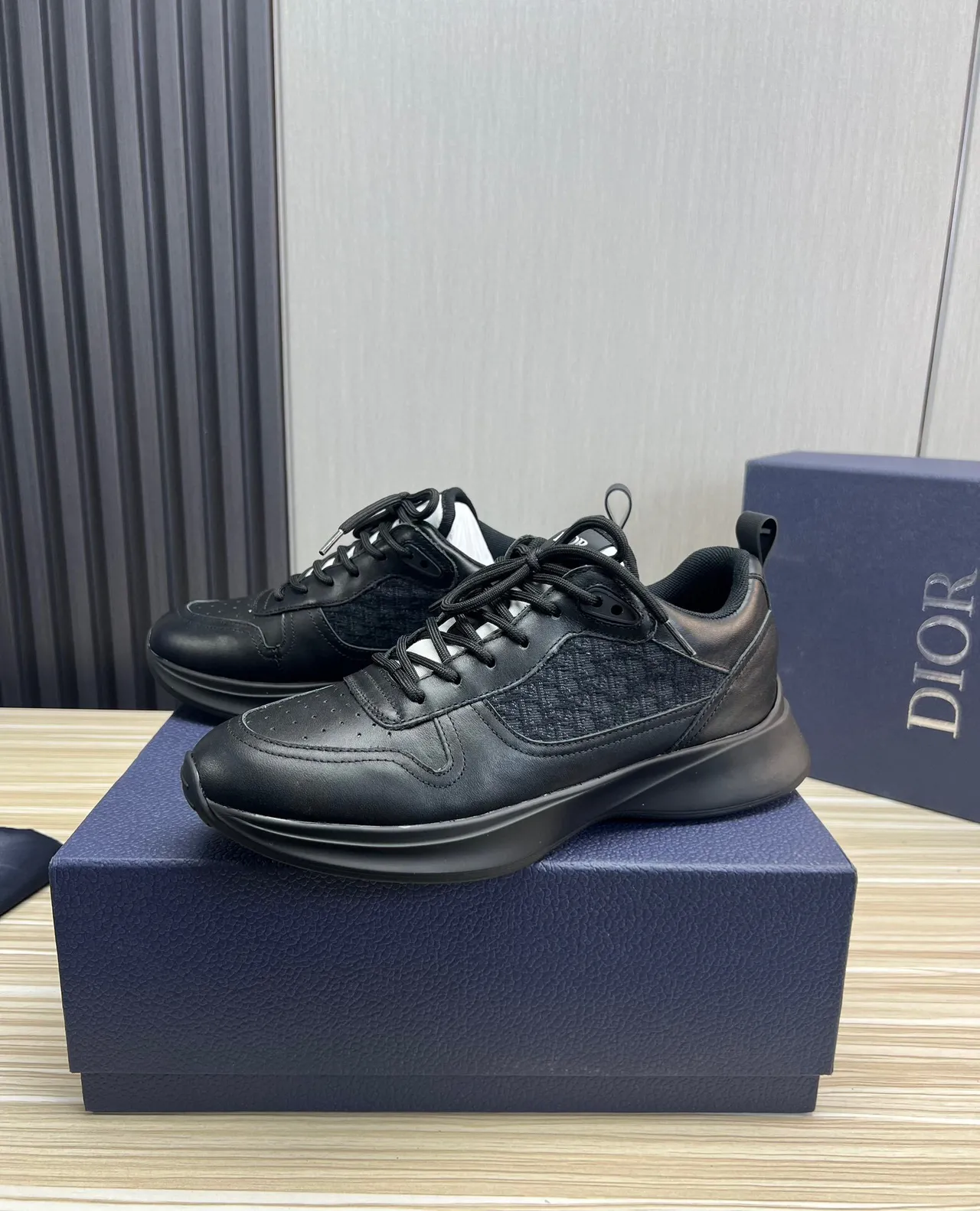 Dior Black Perforated Leather Toe Textured Monogrammed Side Panel Lifestyle Sneakers 3