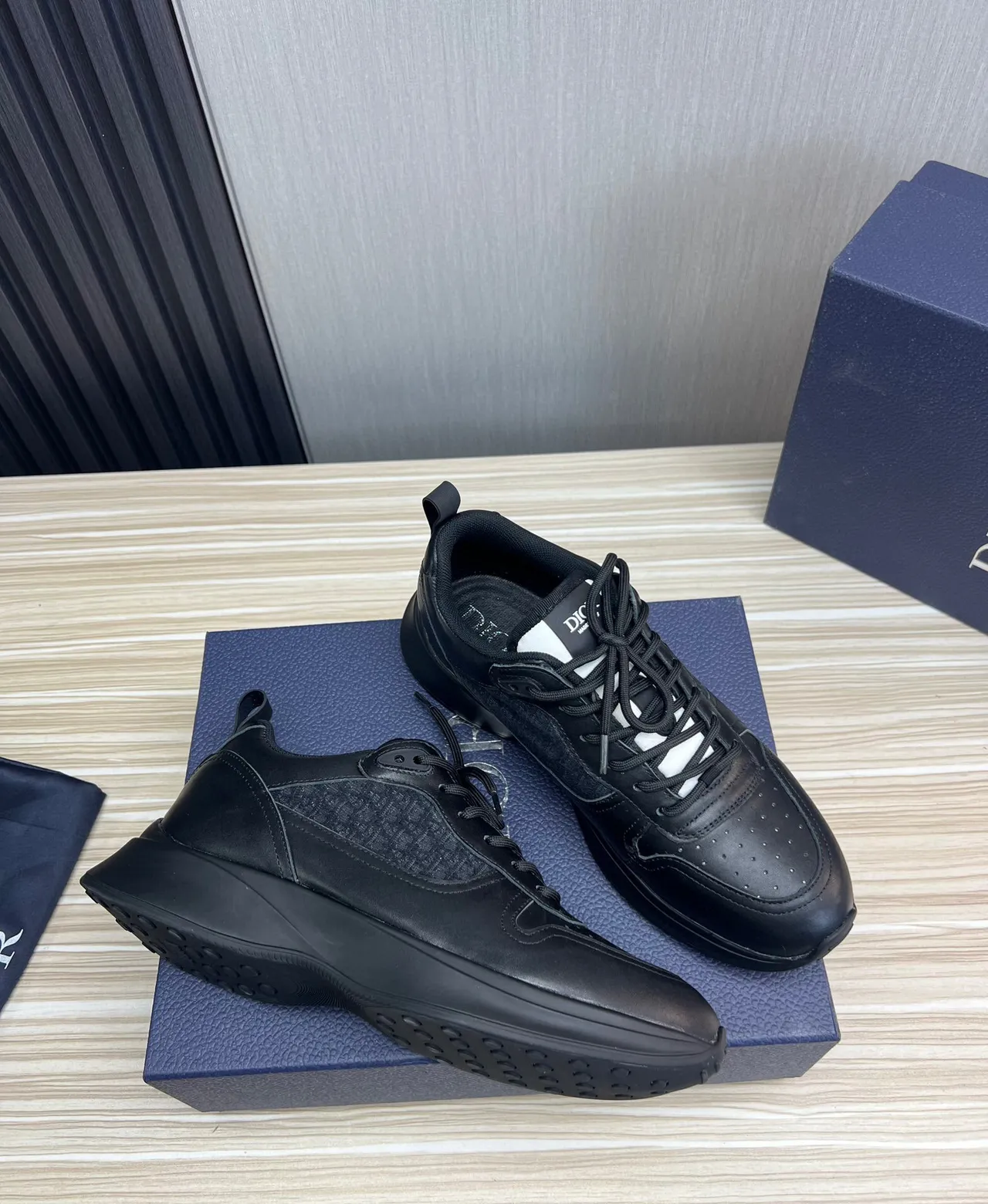 Dior Black Perforated Leather Toe Textured Monogrammed Side Panel Lifestyle Sneakers 5