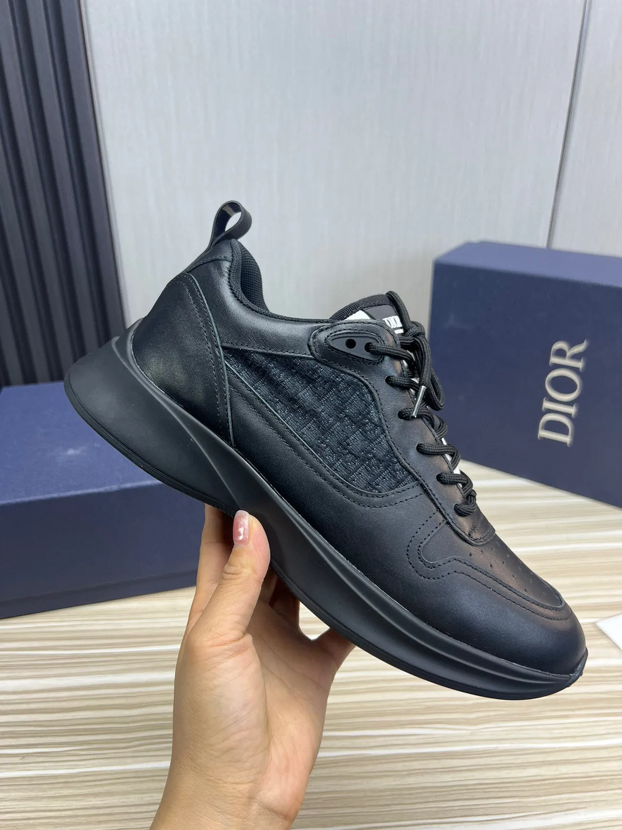 Dior Black Perforated Leather Toe Textured Monogrammed Side Panel Lifestyle Sneakers 6