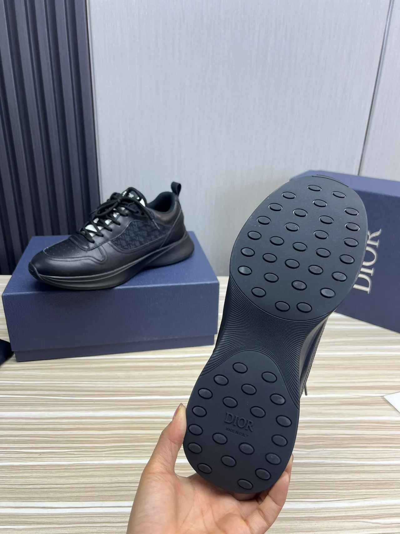 Dior Black Perforated Leather Toe Textured Monogrammed Side Panel Lifestyle Sneakers 8