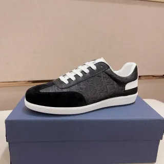 Dior Black White Embossed Monogram Leather Suede Toe Cap Lifestyle Sneakers