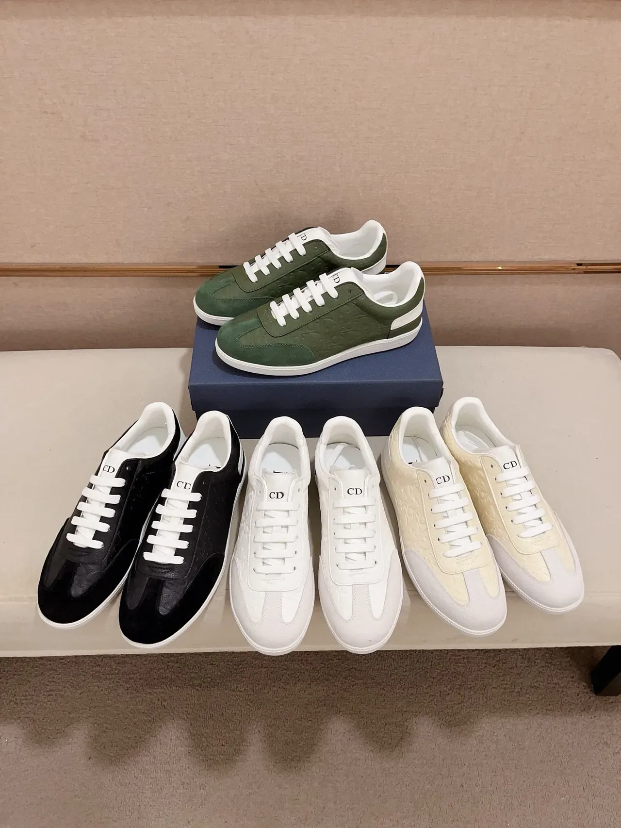 Dior Black White Embossed Monogram Leather Suede Toe Cap Lifestyle Sneakers 2