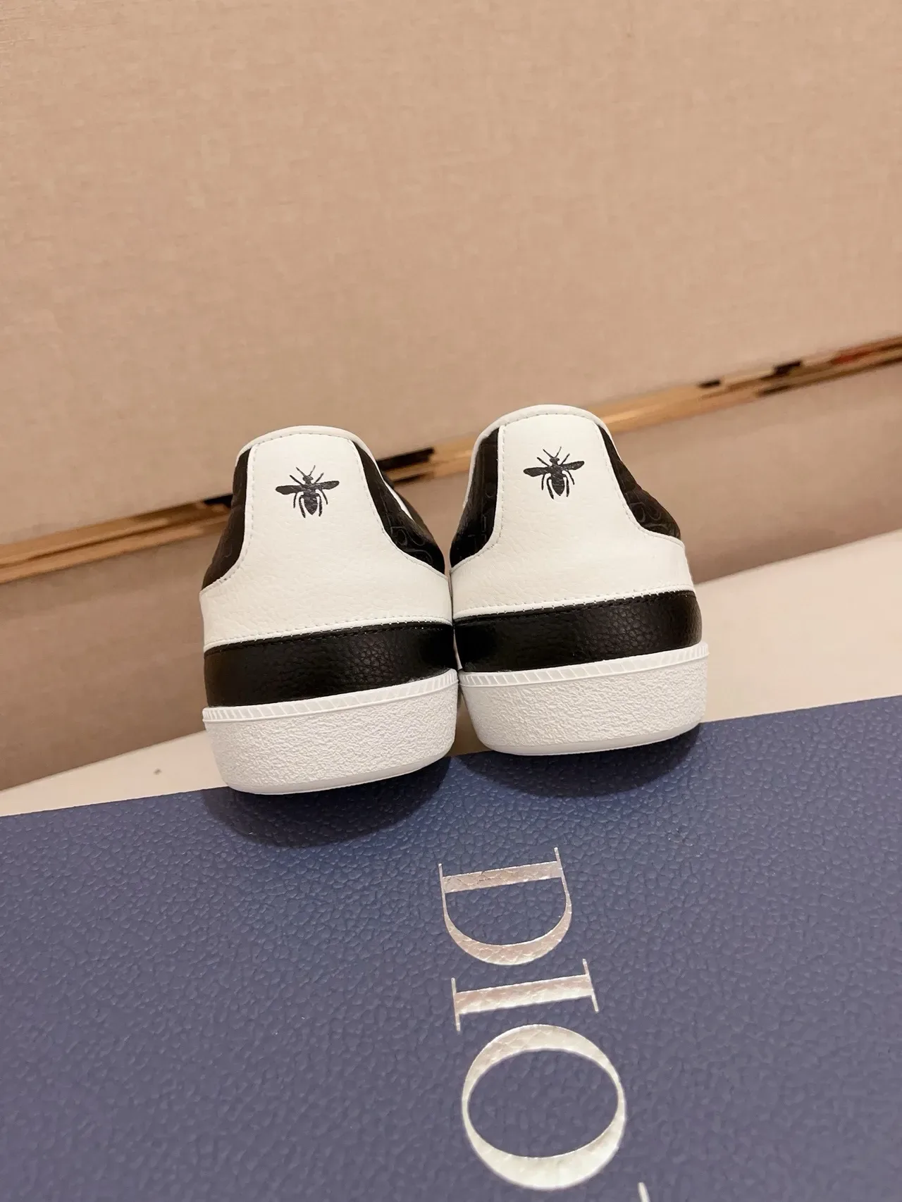 Dior Black White Embossed Monogram Leather Suede Toe Cap Lifestyle Sneakers 4