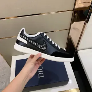 Dior Black White Low-Top Monogram Overlay Lifestyle Sneakers