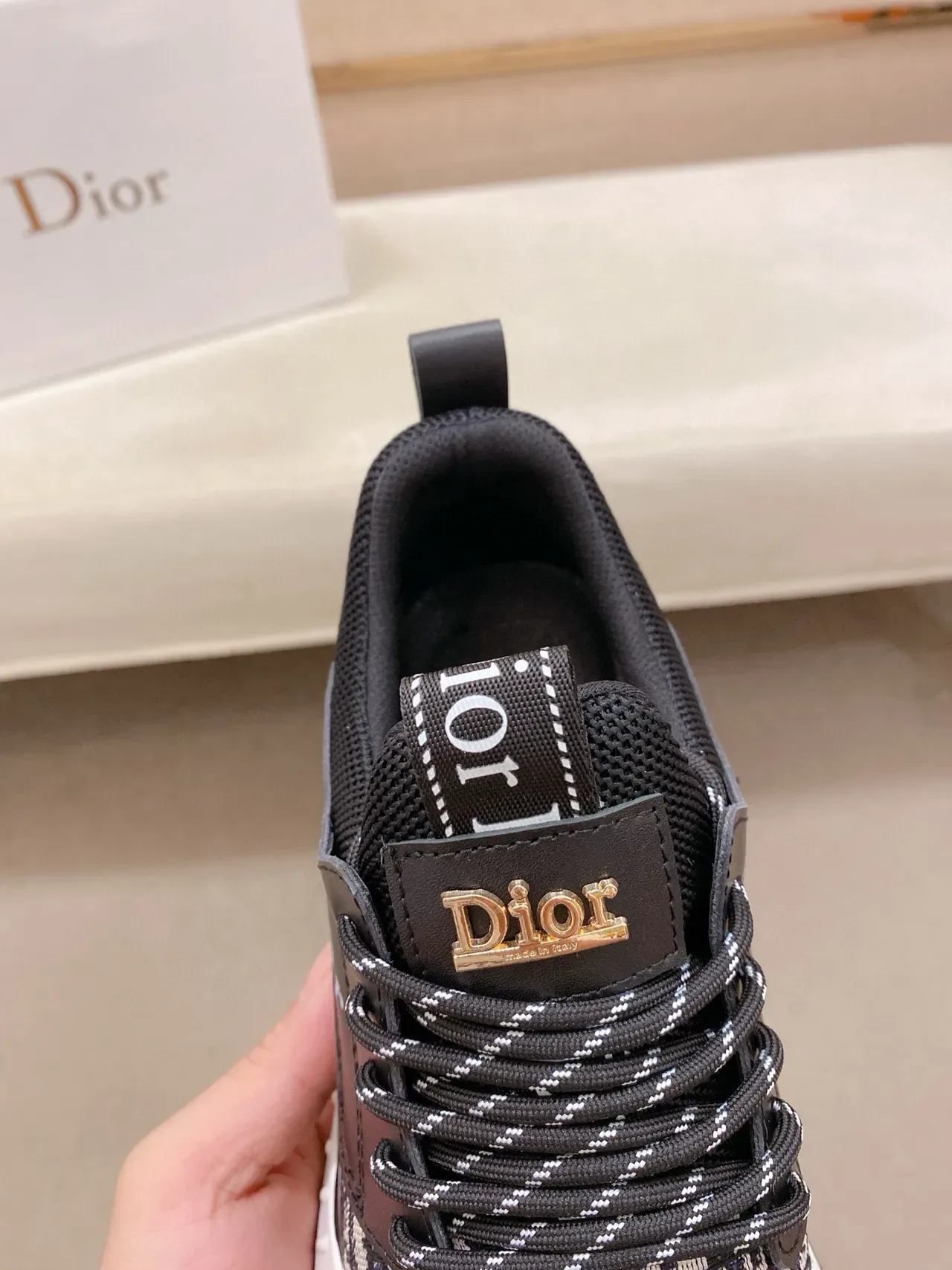 Dior Black White Monogram Knit Upper Sculpted Midsole Lifestyle Sneakers 7