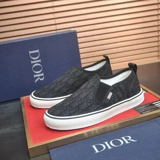 Dior Black White Monogrammed Textile Slip-On Lifestyle Sneakers
