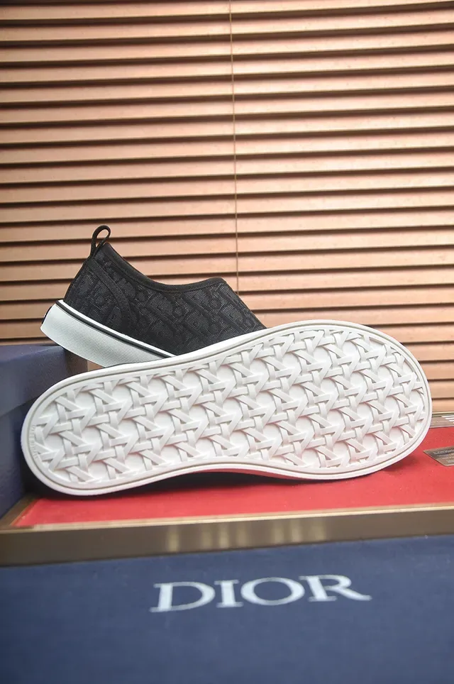 Dior Black White Monogrammed Textile Slip-On Lifestyle Sneakers 3