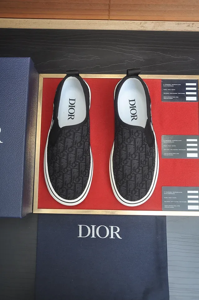 Dior Black White Monogrammed Textile Slip-On Lifestyle Sneakers 5