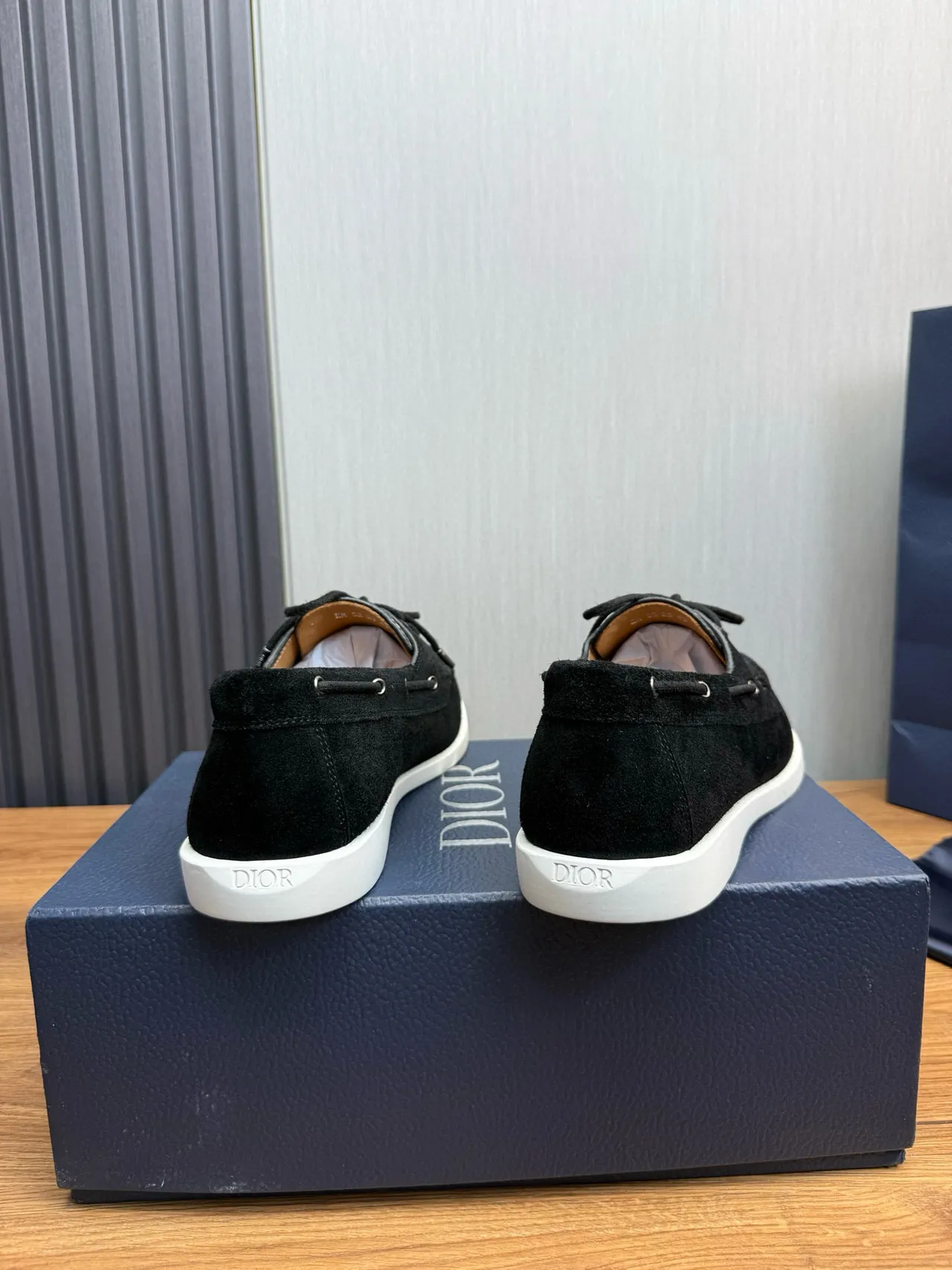 Dior Black White Suede Oblique Monogram Panel Boat Shoes 4