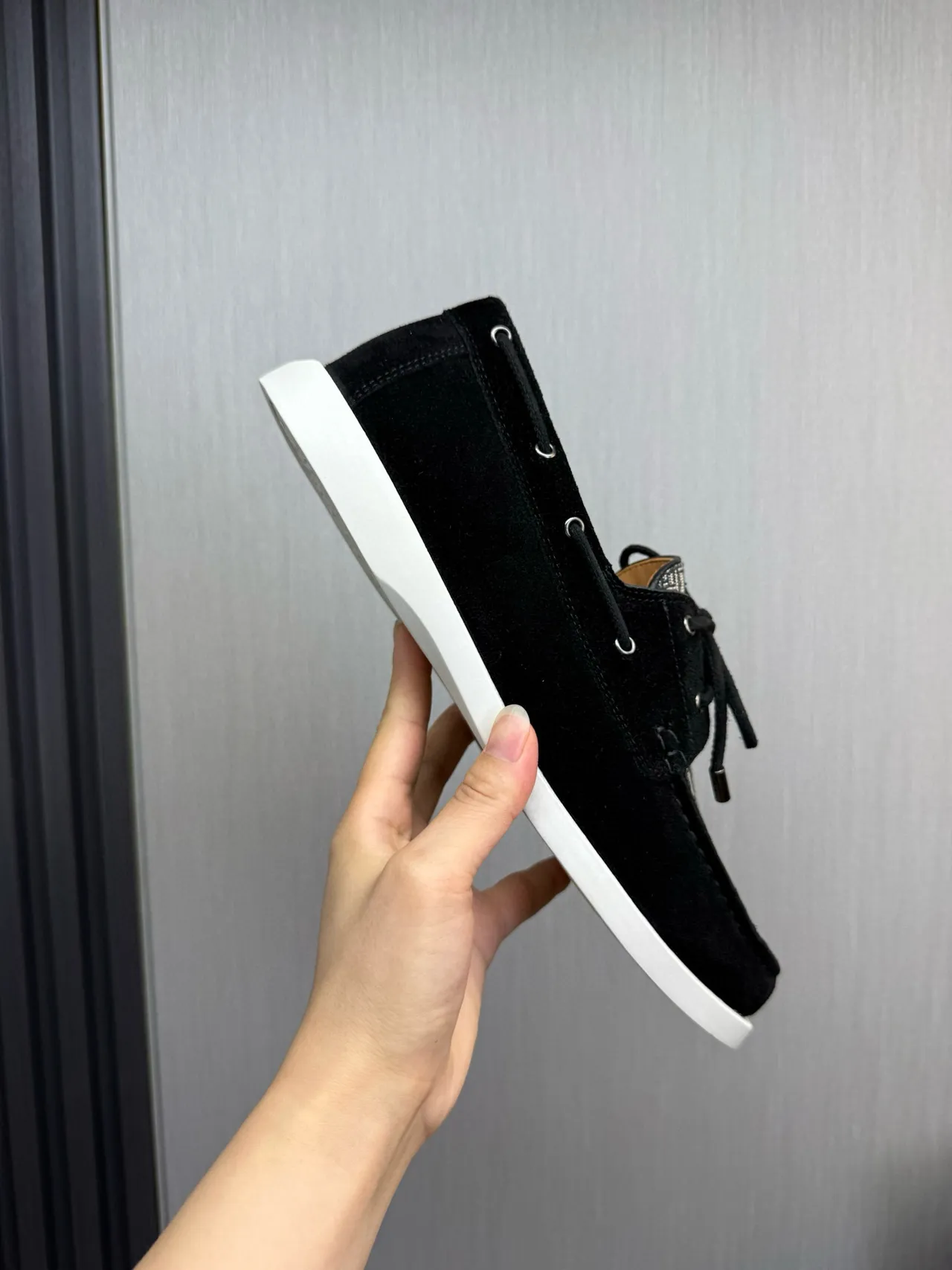 Dior Black White Suede Oblique Monogram Panel Boat Shoes 6