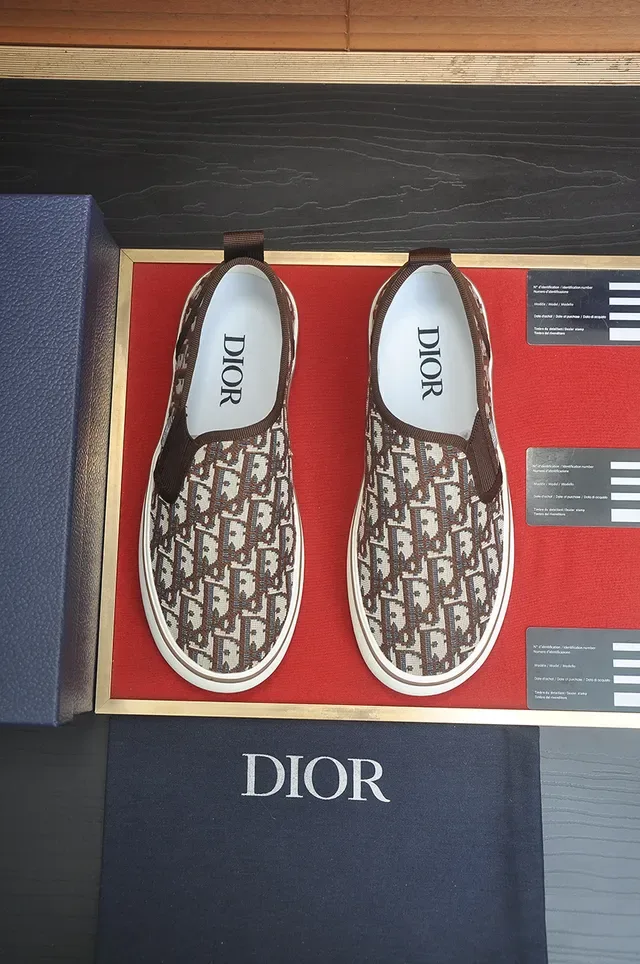 Dior Tênis Lifestyle Marrom Bege Slip-On Monogram Jacquard 5