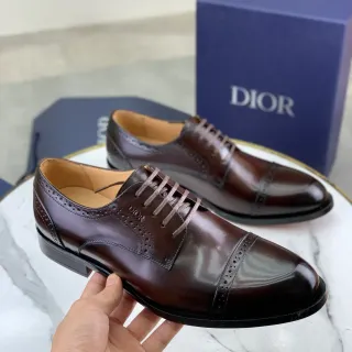 Dior Brown Black Cap-Toe Brogue Oxford Shoes