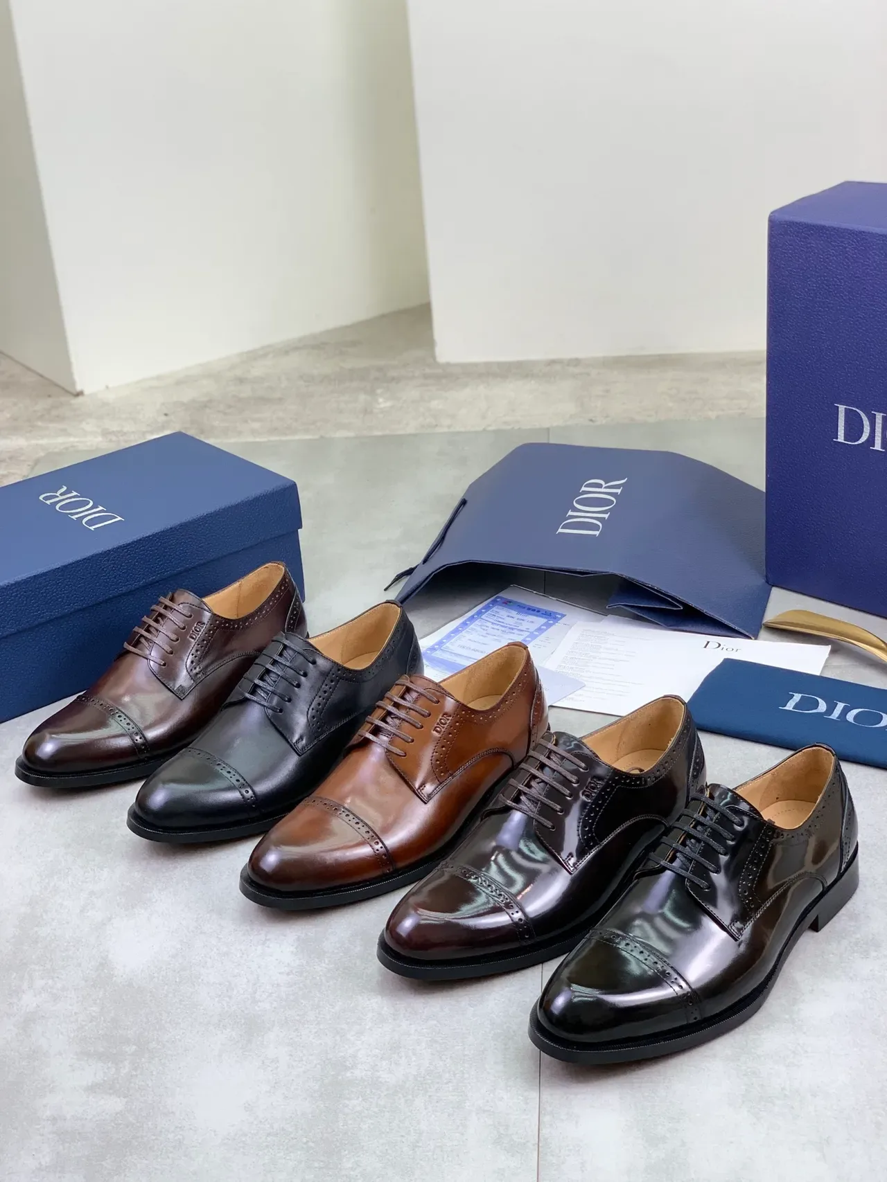 Dior Brown Black Cap-Toe Brogue Oxford Shoes 2