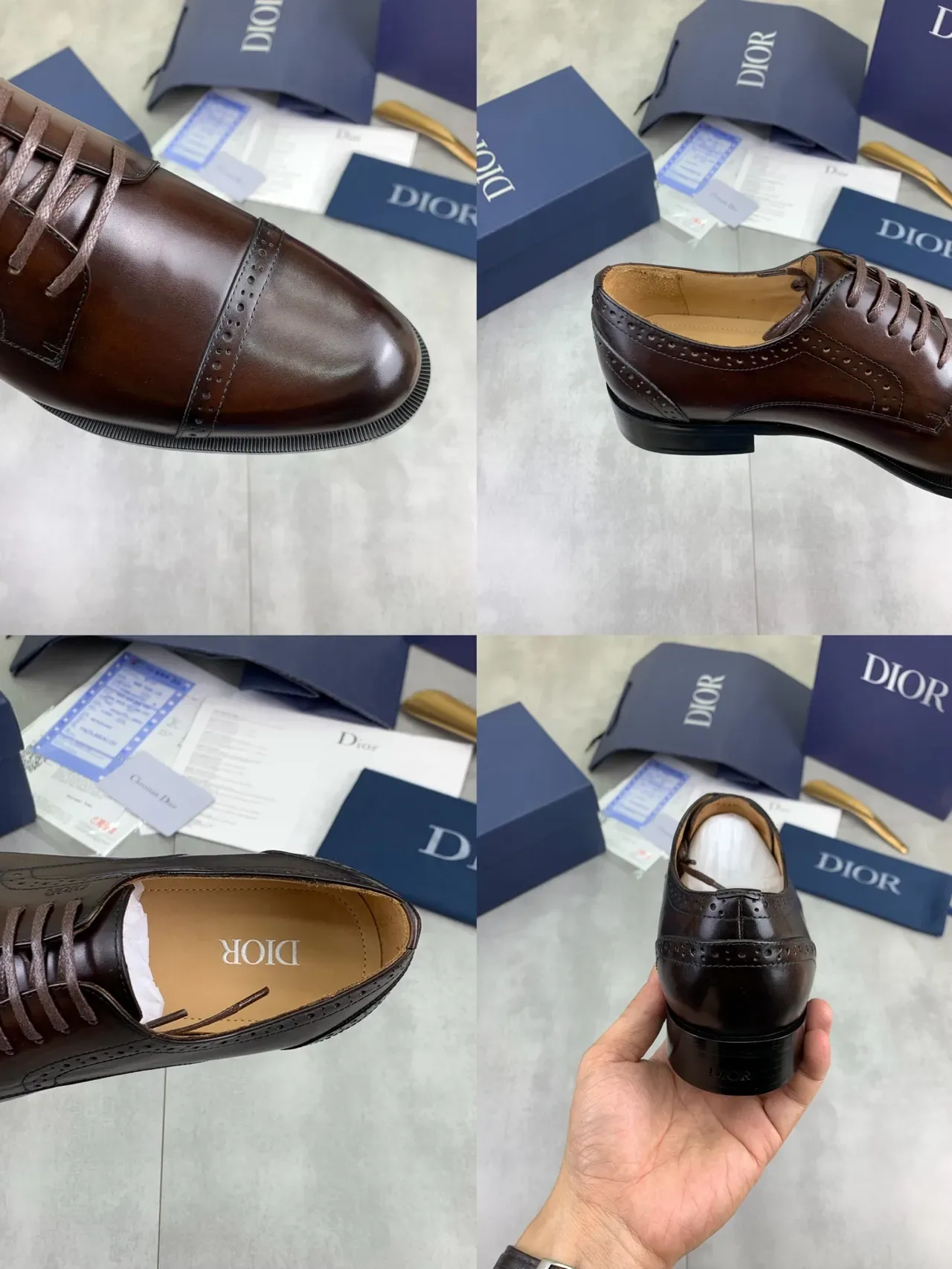 Dior Brown Black Cap-Toe Brogue Oxford Shoes 3