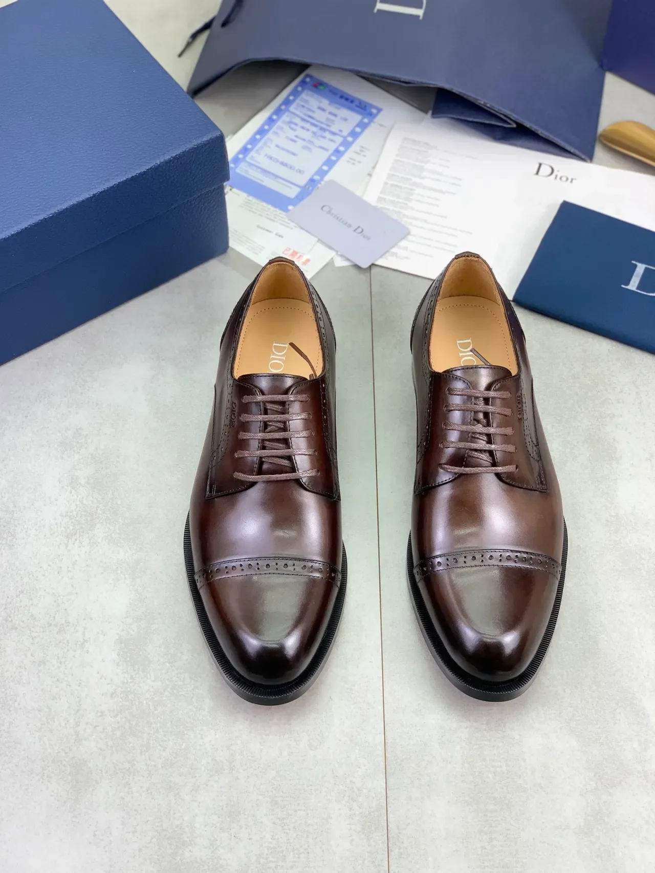 Dior Brown Black Cap-Toe Brogue Oxford Shoes 5