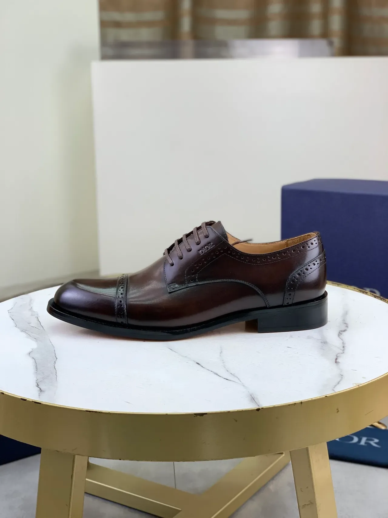 Dior Brown Black Cap-Toe Brogue Oxford Shoes 6