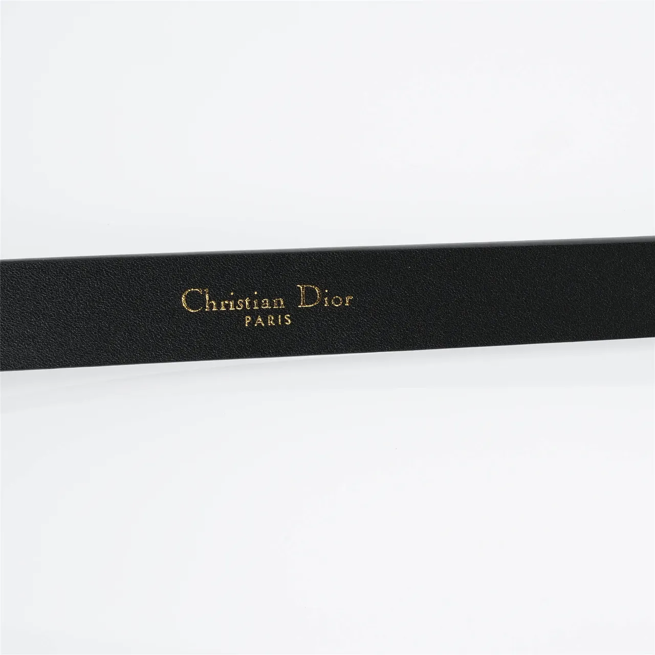Dior CD Belt Black Gold Slim-Profile Monogram Buckle Leather Belt 2