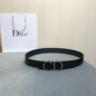 Dior CD Belt Black Grained Leather Belt