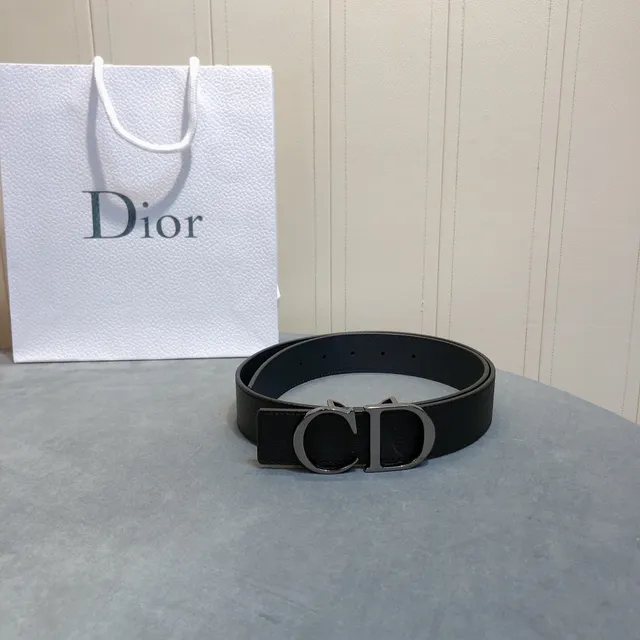Dior CD Belt Black Grained Leather Belt 2