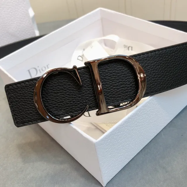 Dior CD Belt Black Grained Leather Belt 3