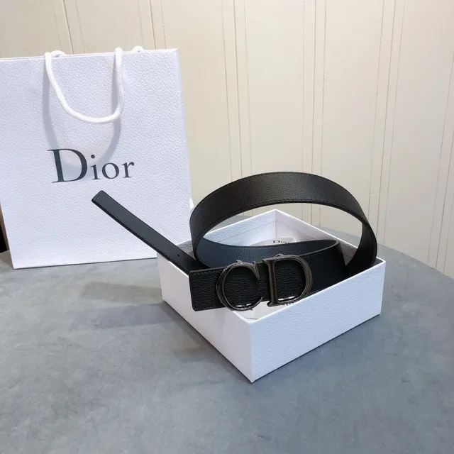 Dior CD Belt Black Grained Leather Belt 6