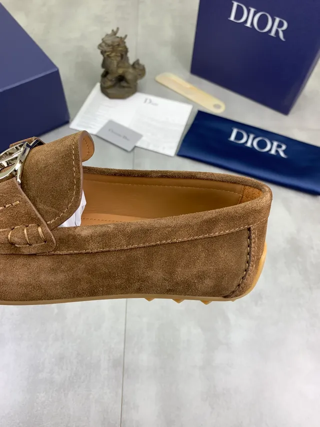 Dior CD Buckle Loafer Tan Suede Loafers 4