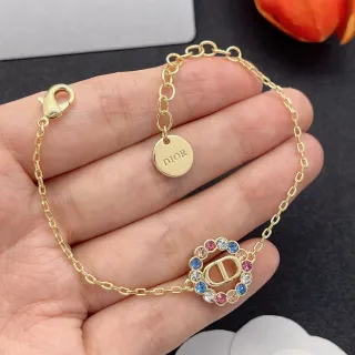 Dior Crystal-Embellished CD Logo Gold-Tone Bracelet
