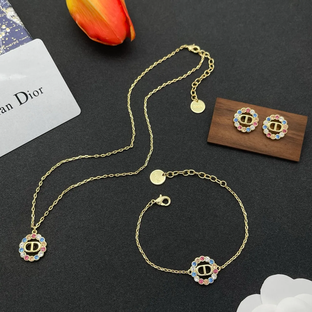 Dior Crystal-Embellished CD Logo Gold-Tone Bracelet 2