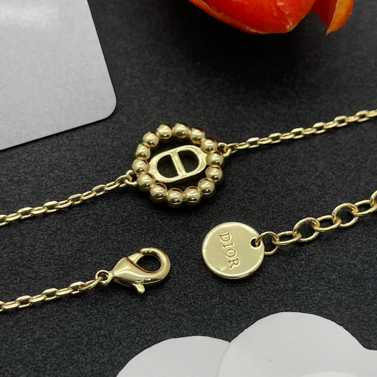 Dior Crystal-Embellished CD Logo Gold-Tone Bracelet 3