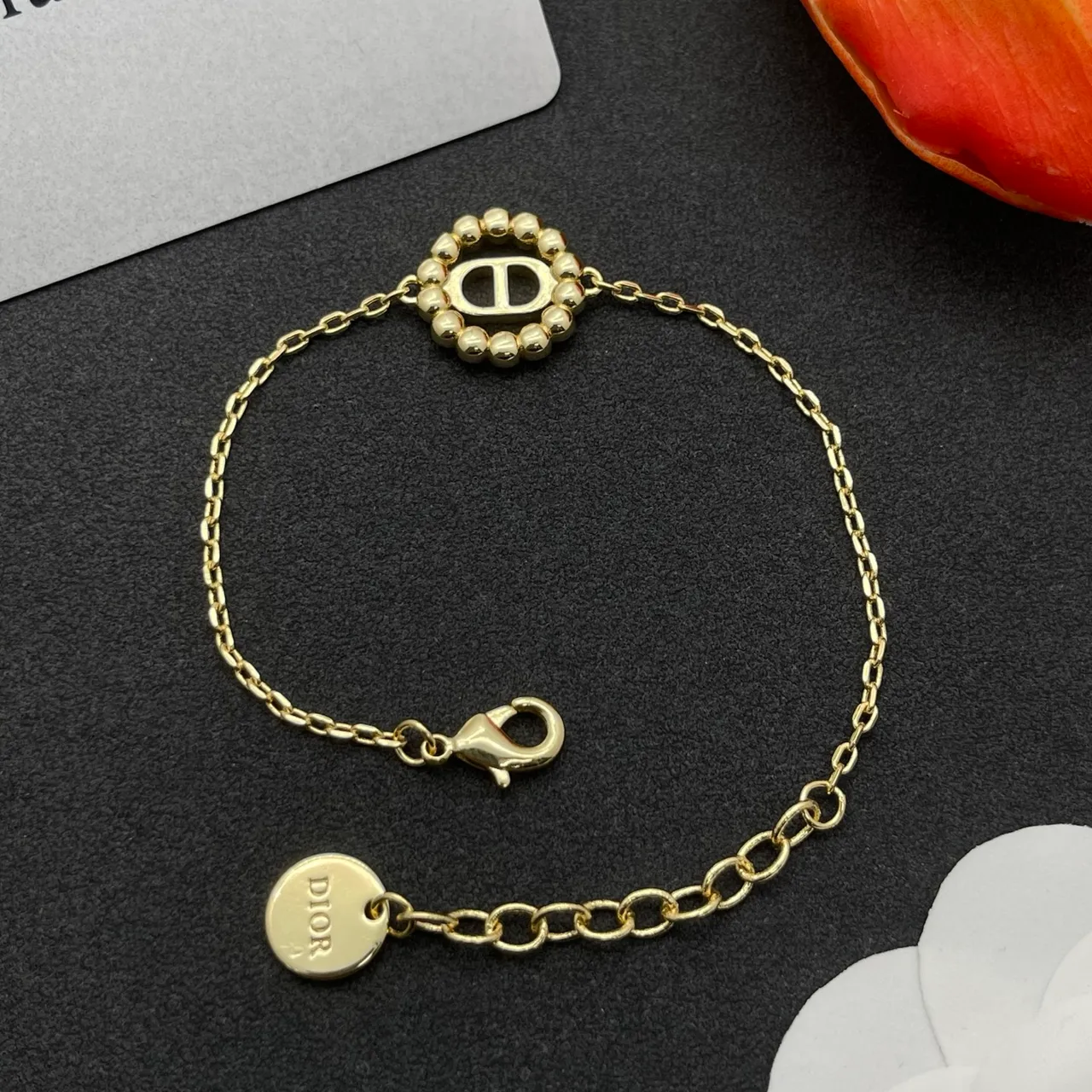 Dior Crystal-Embellished CD Logo Gold-Tone Bracelet 4