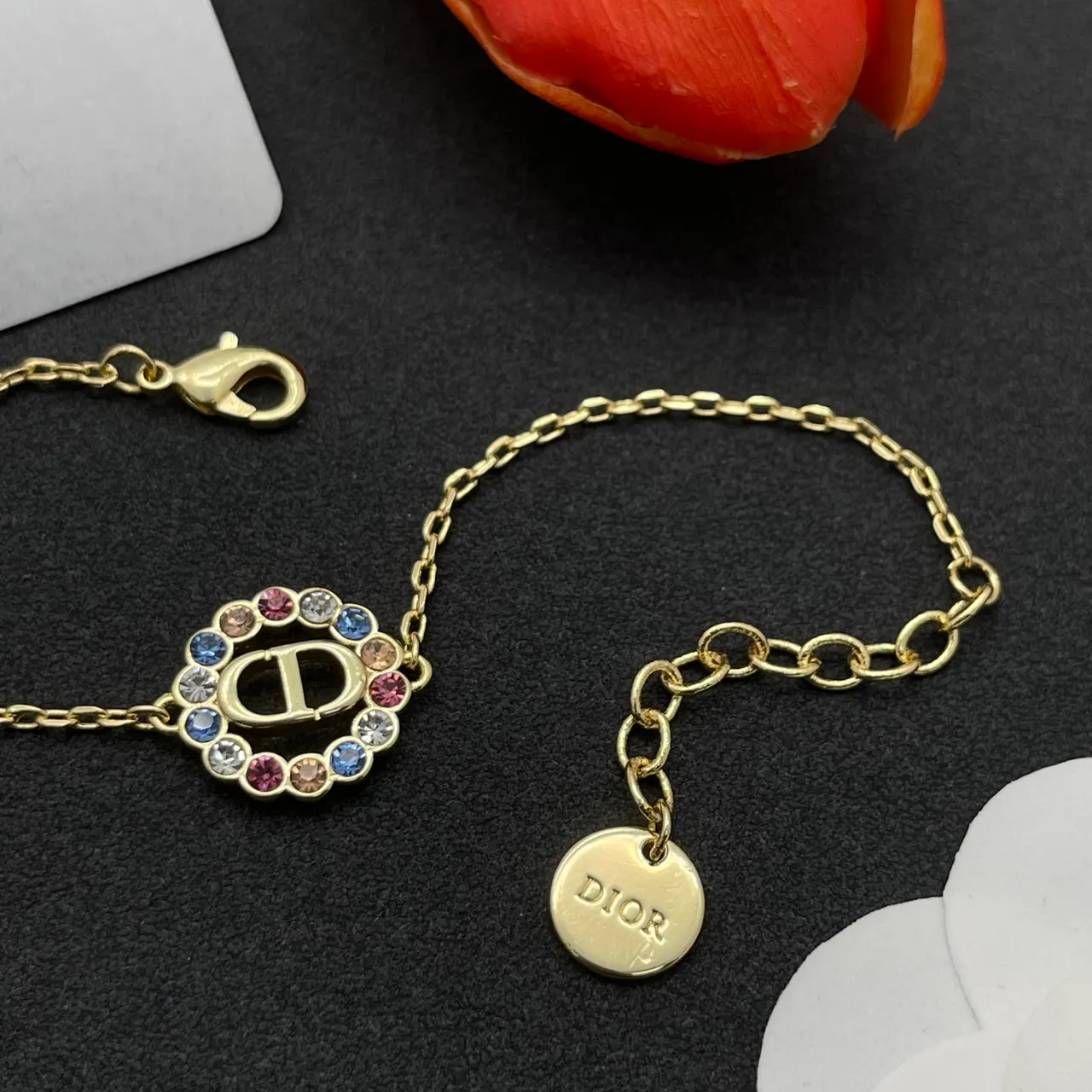 Dior Crystal-Embellished CD Logo Gold-Tone Bracelet 5