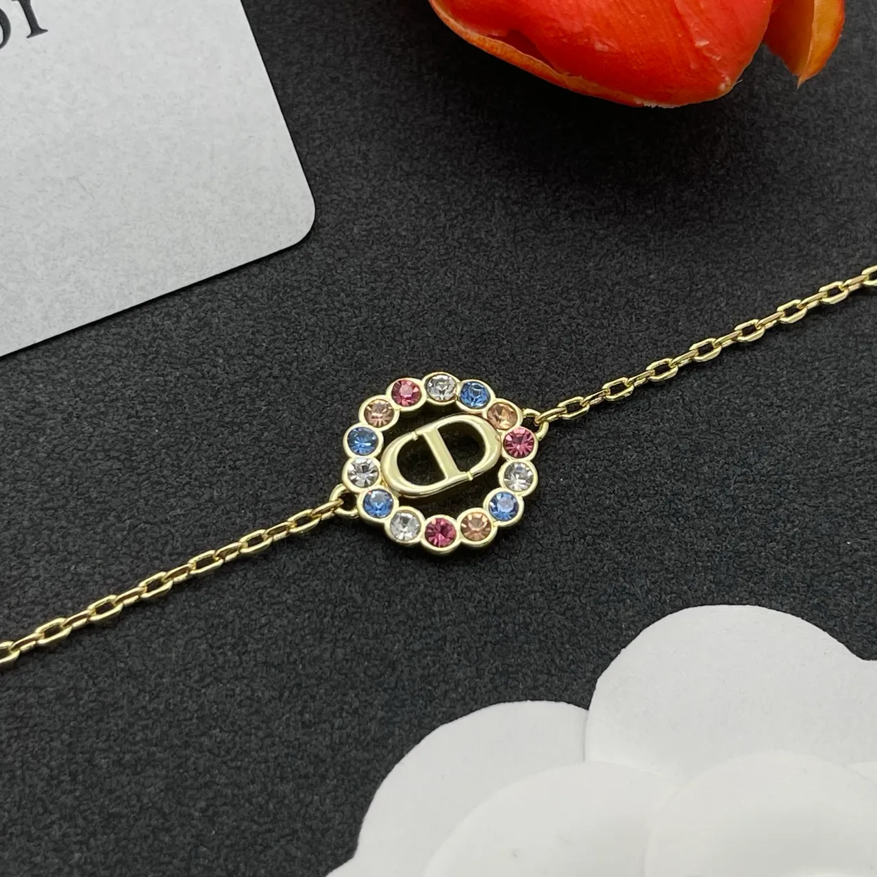 Dior Crystal-Embellished CD Logo Gold-Tone Bracelet 7