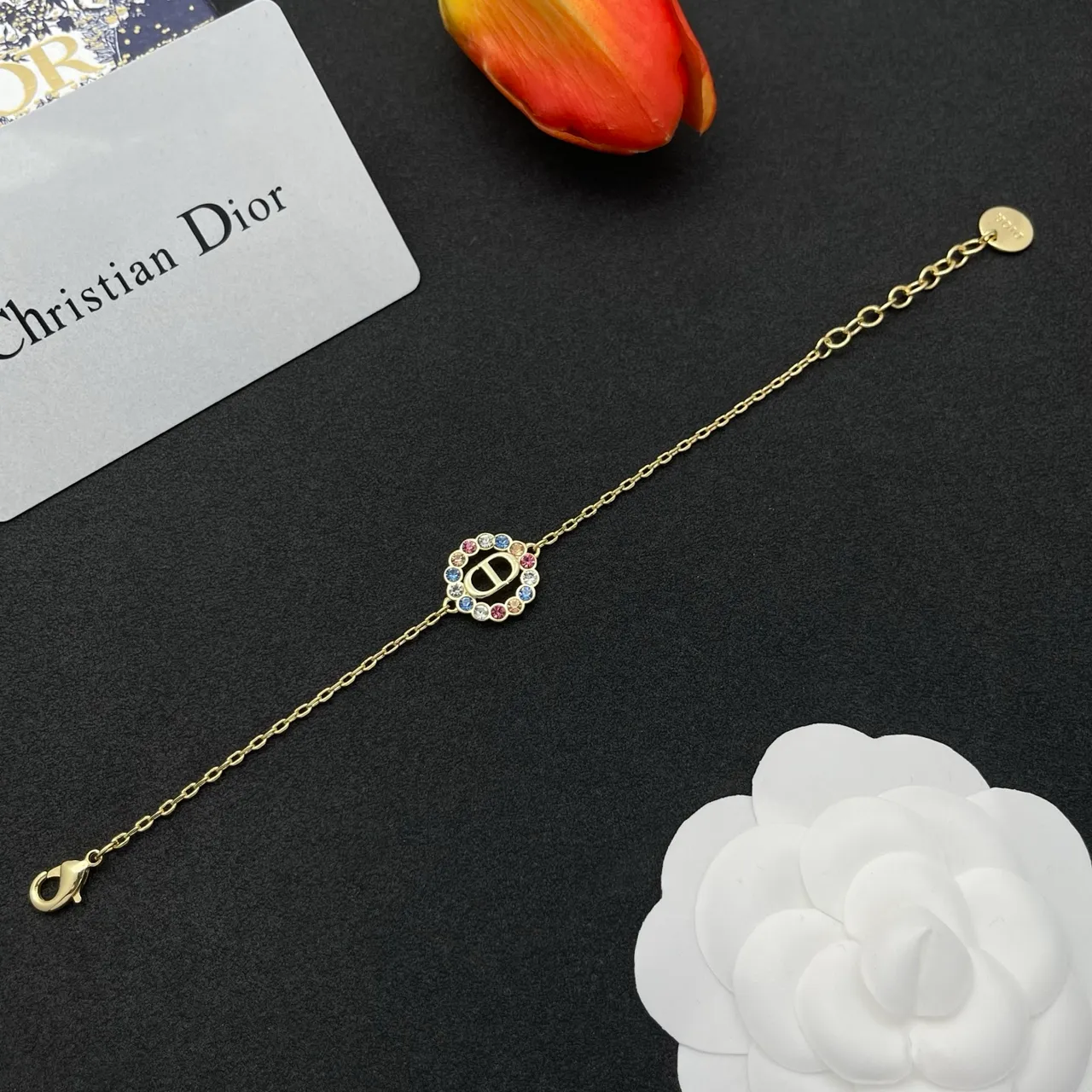 Dior Crystal-Embellished CD Logo Gold-Tone Bracelet 8