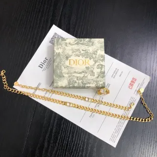 Dior Diorama Gold Curb Chain D-Shaped Logo Clasp Necklace