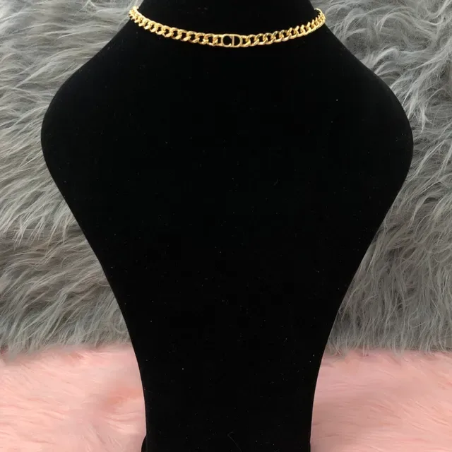 Collier Dior Diorama Chaîne Curb en Or Fermoir Logo en Forme de D 2