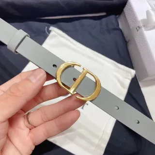 Dior Diorama Gray Gold Narrow Smooth Leather Belt
